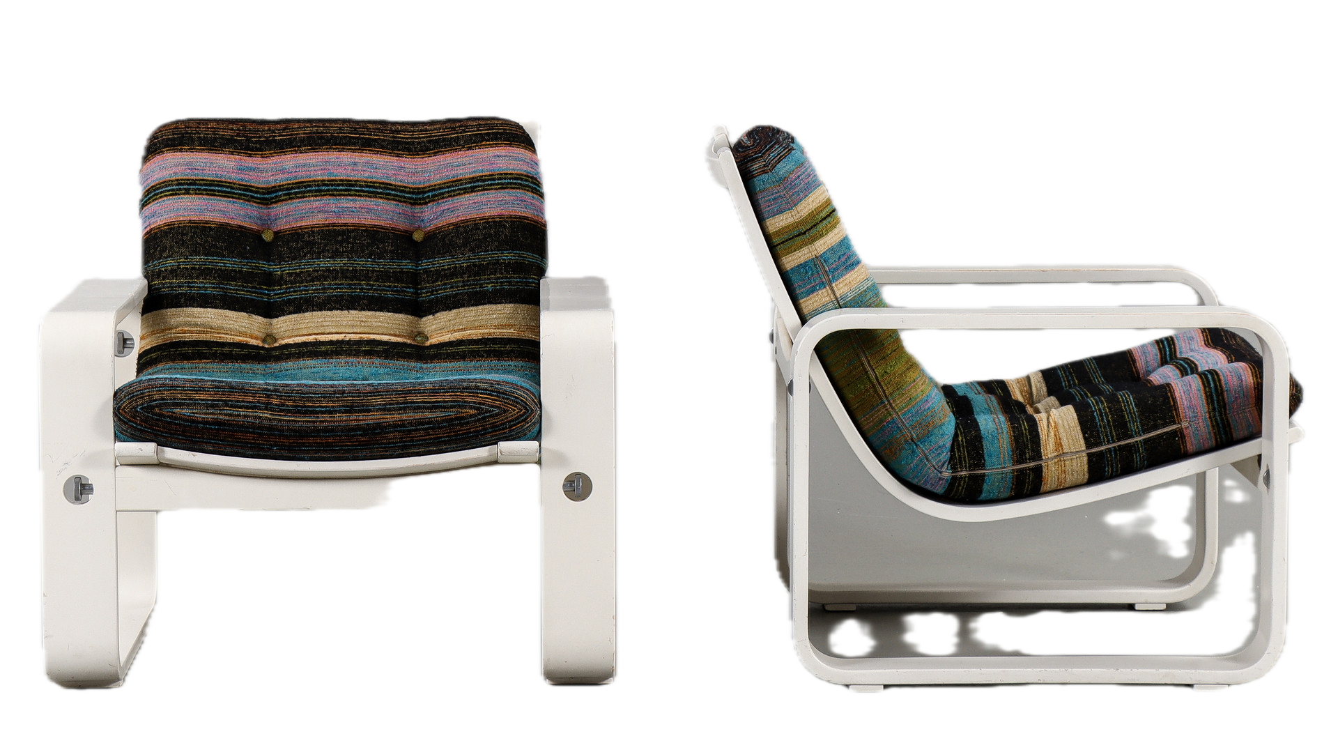 1970s Knud Færch : pair of white lacquered "Rondello" lounge chairs