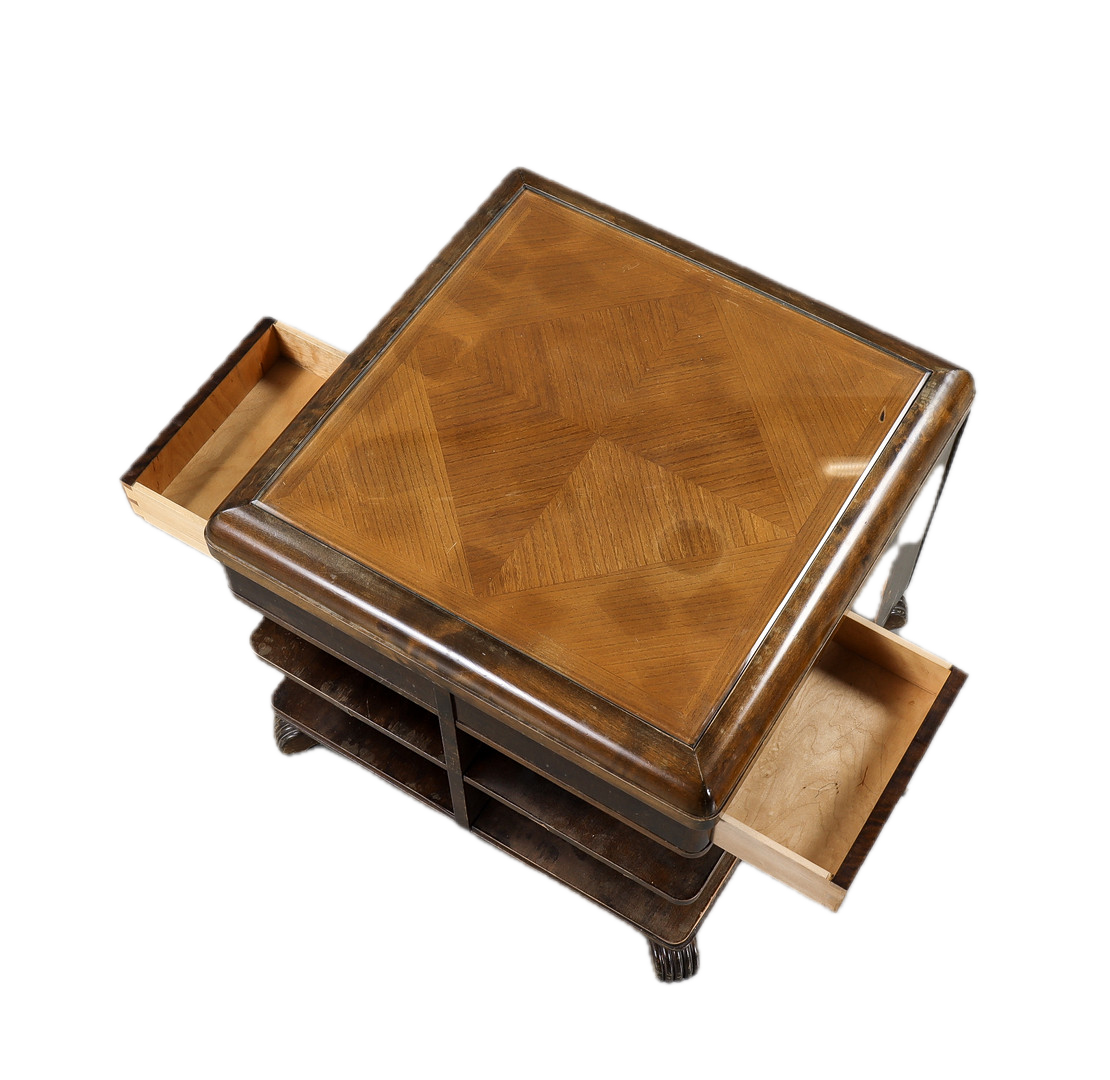 1930s Swedish : small contrasting birchwood smoking table w/intarsia