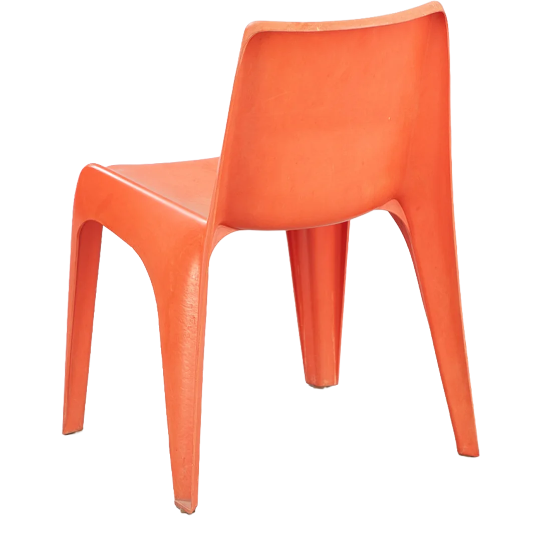 1960s Helmut Bätzner : orange plastic Model B1171 dining chair, Germany