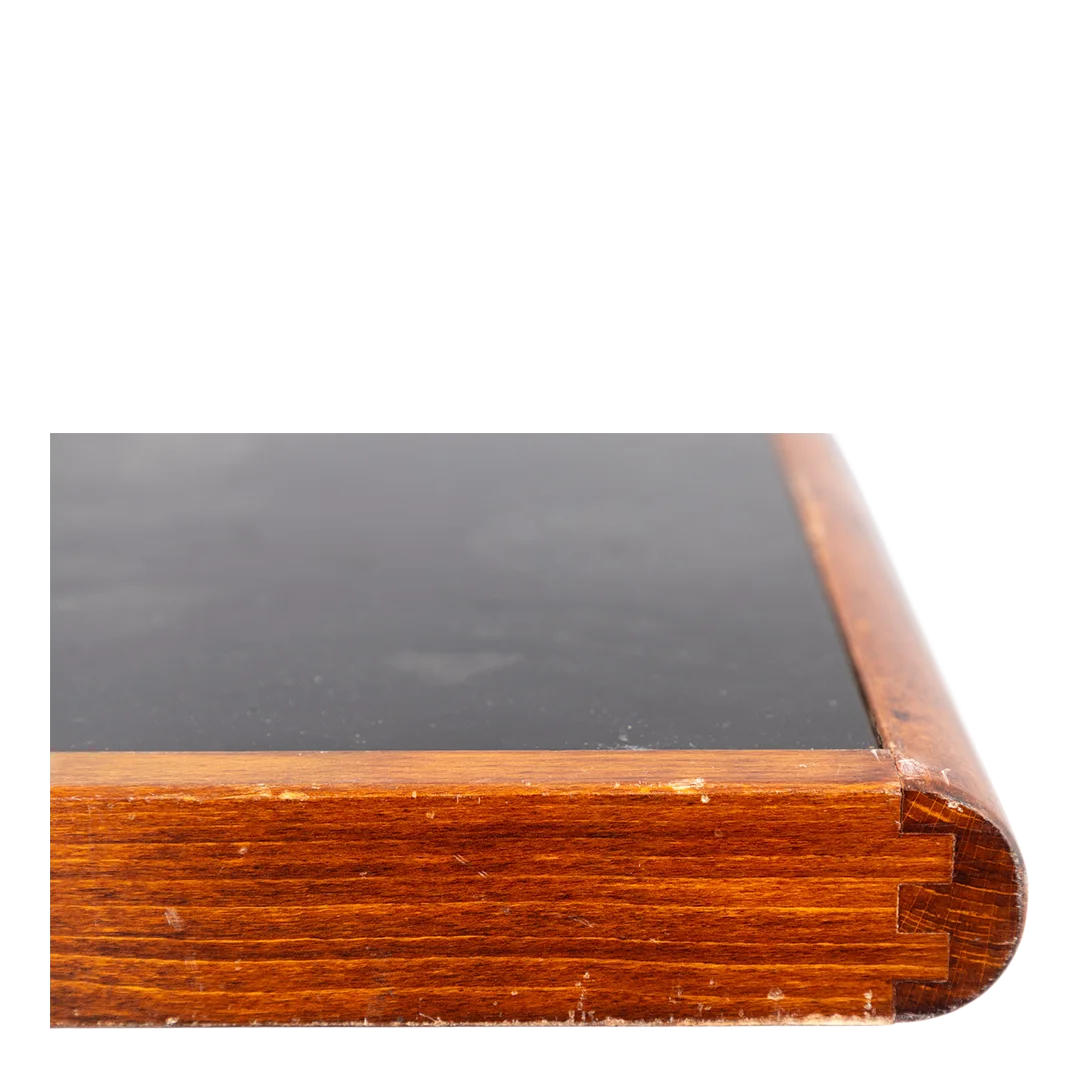 1970 Hyllinge Möbler : adjustable teak coffee table w/linoleum top, Sweden