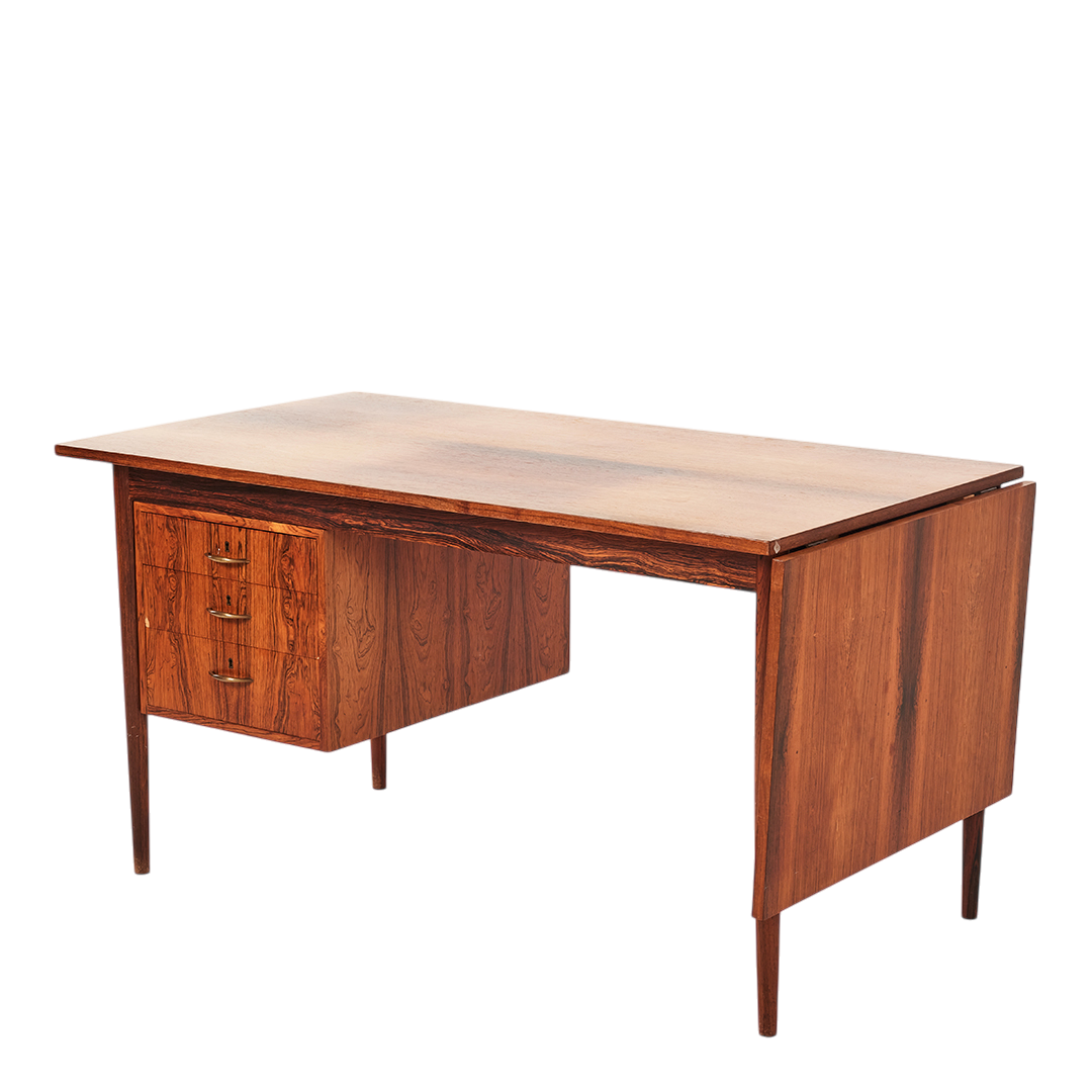 1960s Danish Modern : Brazilian rosewood desk w/side extension
