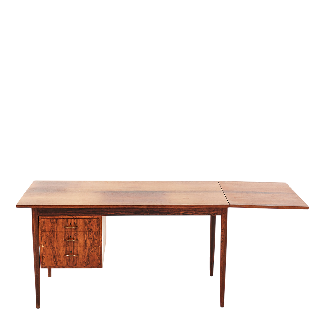 1960s Danish Modern : Brazilian rosewood desk w/side extension