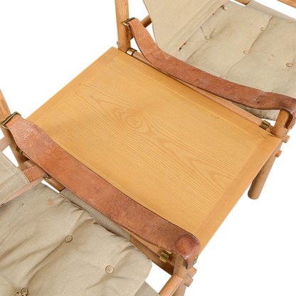 1960s Arne Norell : pair canvas Sirocco safari chairs w/table