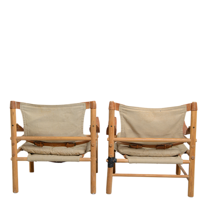 1960s Arne Norell : pair canvas Sirocco safari chairs w/table