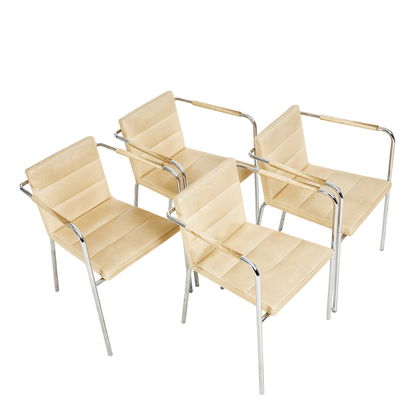 1997 Gunilla Allard : set four "Cinema" sport chairs in blond leather