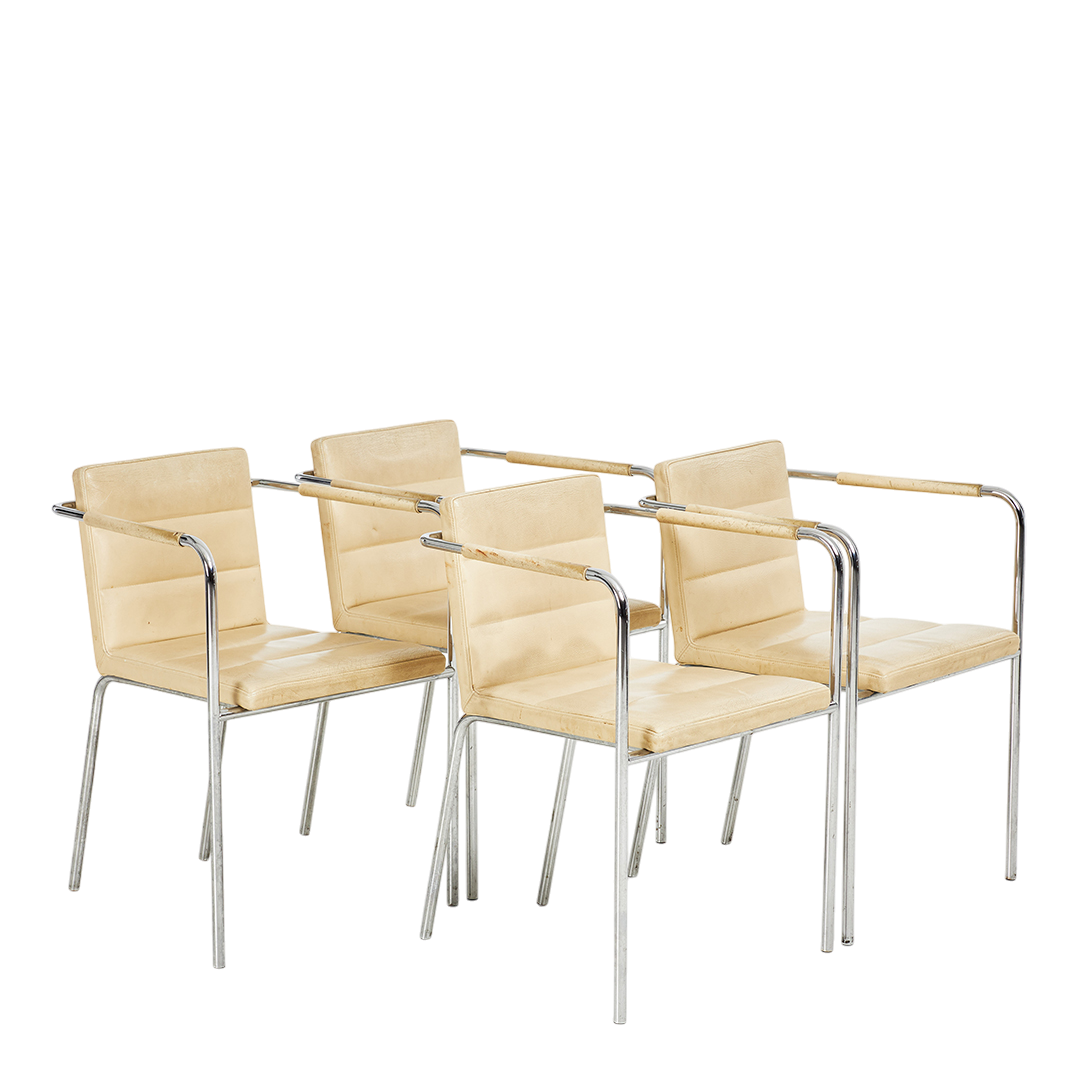 1997 Gunilla Allard : set four "Cinema" sport chairs in blond leather