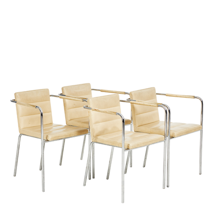 1997 Gunilla Allard : set four "Cinema" sport chairs in blond leather