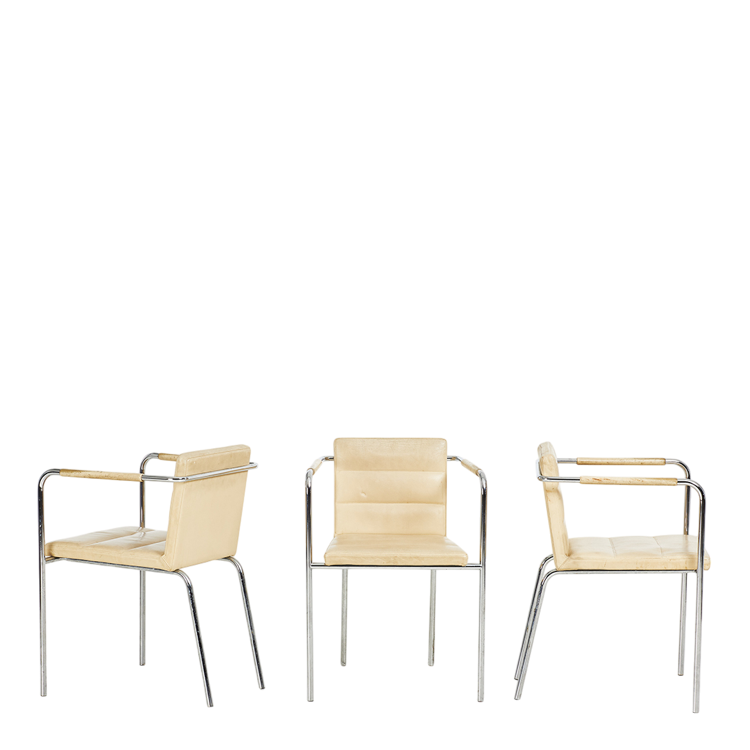 1997 Gunilla Allard : set four "Cinema" sport chairs in blond leather