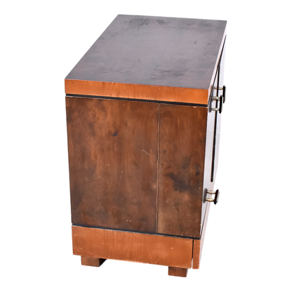 1940 European : Art Deco influenced birch/elm bar cabinet
