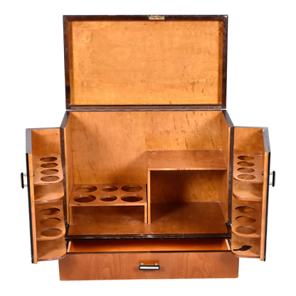 1940 European : Art Deco influenced birch/elm bar cabinet