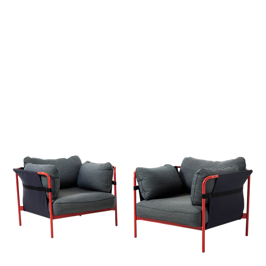 1999 Ronan and Erwin Bouroullec : pair "Can" lounge chairs, canvas & steel