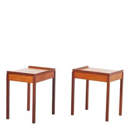 1960s Danish Design : pair teakwood side tables with underlying stool