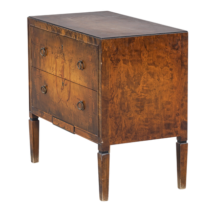 1920s Swedish Grace : exquisite Art Deco rootwood chest with intarsia