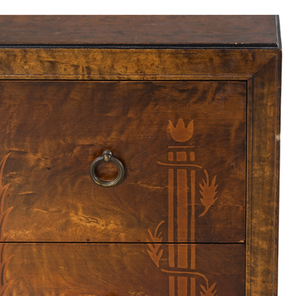 1920s Swedish Grace : exquisite Art Deco rootwood chest with intarsia