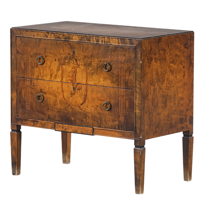 1920s Swedish Grace : exquisite Art Deco rootwood chest with intarsia