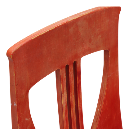 c1915 Swedish Grace : set of four red painted Art Nouveau side chairs