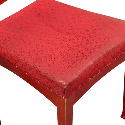 c1915 Swedish Grace : set of four red painted Art Nouveau side chairs