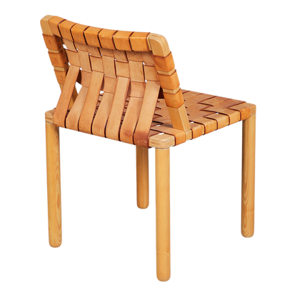 20thc European : Aalto inspired woven leather side chair