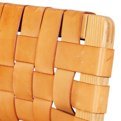20thc European : Aalto inspired woven leather side chair