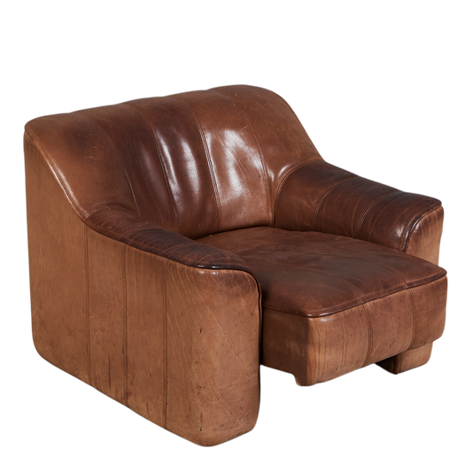 1970s De Sede : Model DS 44 reclining leather lounge chair