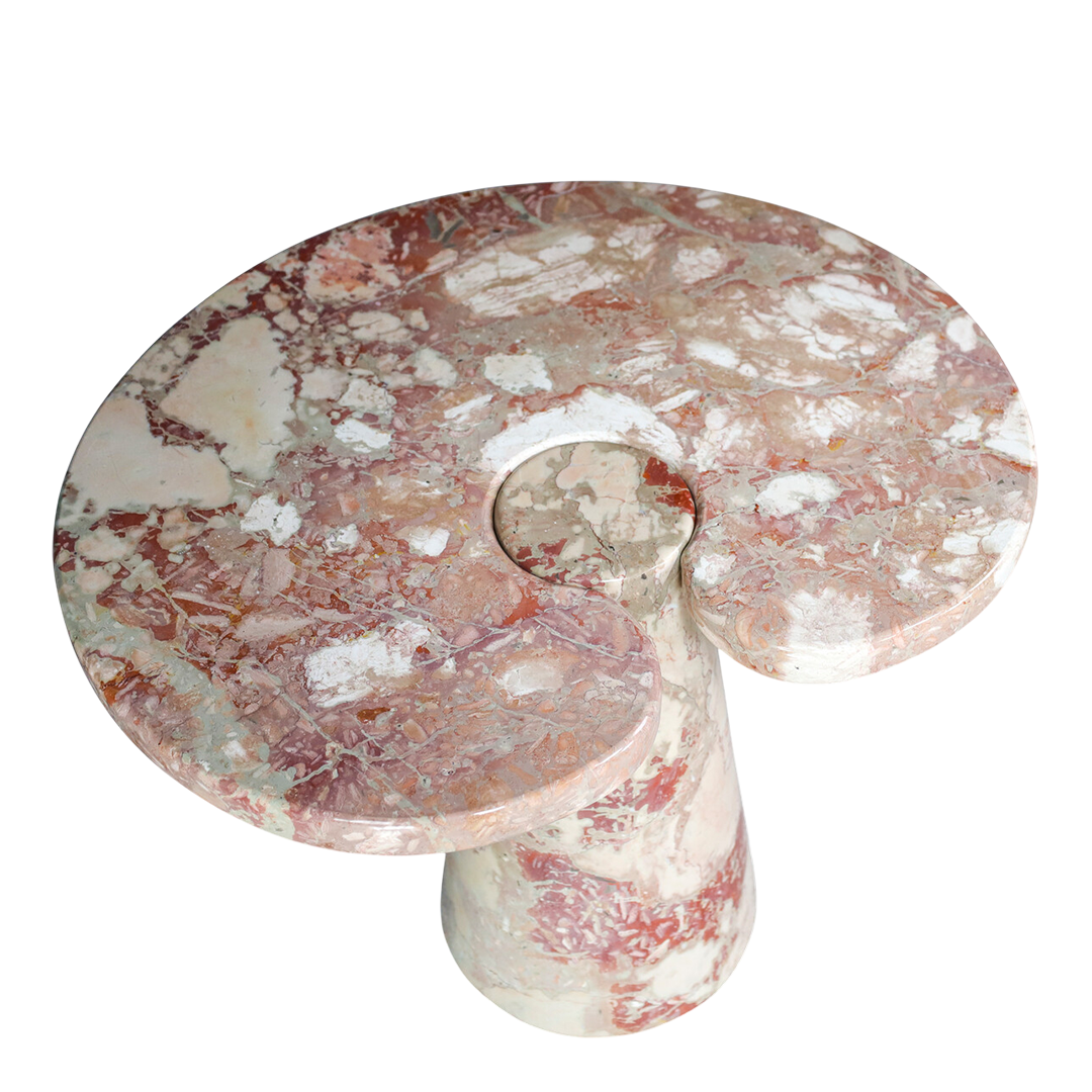 1970s Angelo Mangiarotti : pair of Rosa Verona marble "Eros" tables, Italy