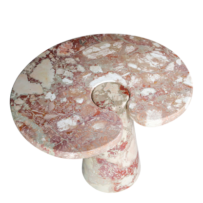 1970s Angelo Mangiarotti : pair of Rosa Verona marble "Eros" tables, Italy