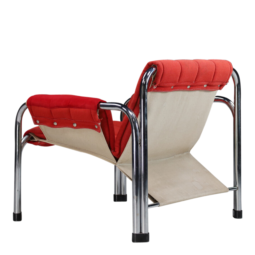 1979 Viliam Chlebo : chrome and linen lounge chair, Prague