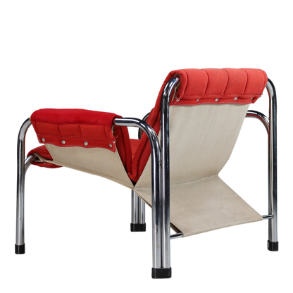 1979 Viliam Chlebo : chrome and linen lounge chair, Prague