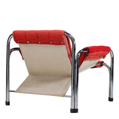 1979 Viliam Chlebo : chrome and linen lounge chair, Prague