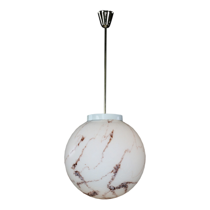 1980s Czech Republic : marbled opaline glass globe pendant