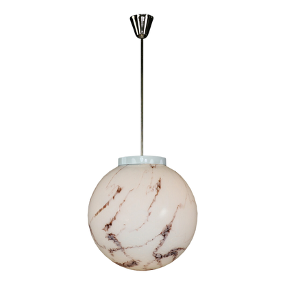 1980s Czech Republic : marbled opaline glass globe pendant