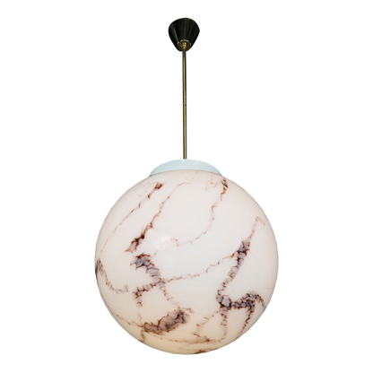 1980s Czech Republic : marbled opaline glass globe pendant