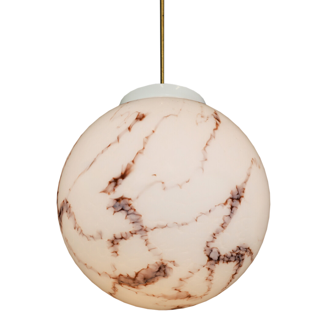 1980s Czech Republic : marbled opaline glass globe pendant