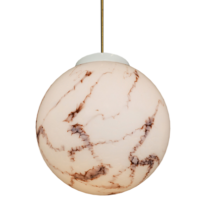 1980s Czech Republic : marbled opaline glass globe pendant