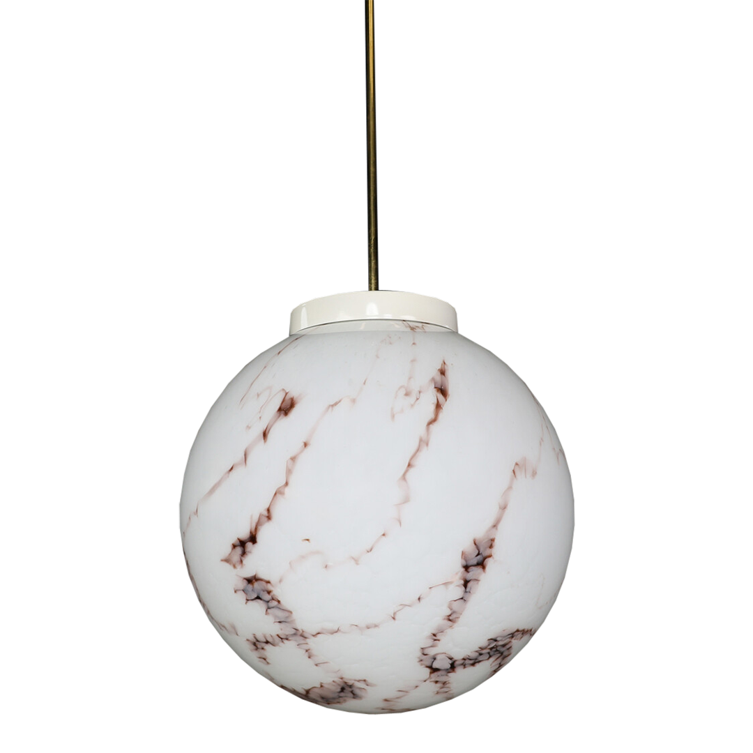 1980s Czech Republic : marbled opaline glass globe pendant