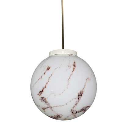 1980s Czech Republic : marbled opaline glass globe pendant