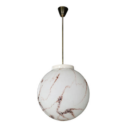 1980s Czech Republic : marbled opaline glass globe pendant