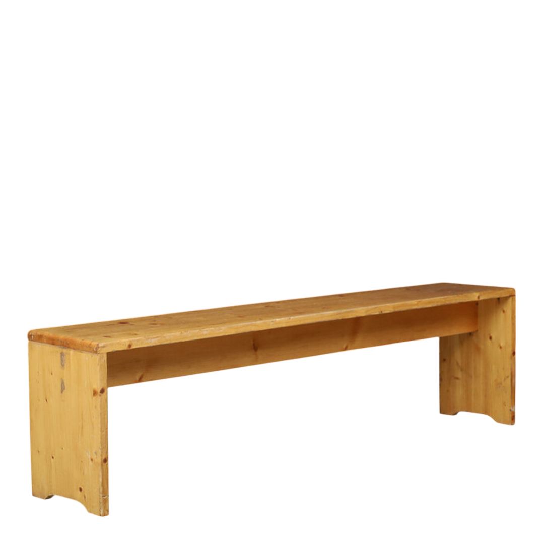 Charlotte Perriand style : late 20thc pinewood long bench, France