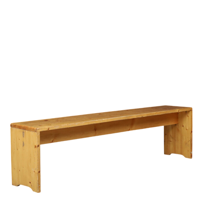 Charlotte Perriand style : late 20thc pinewood long bench, France