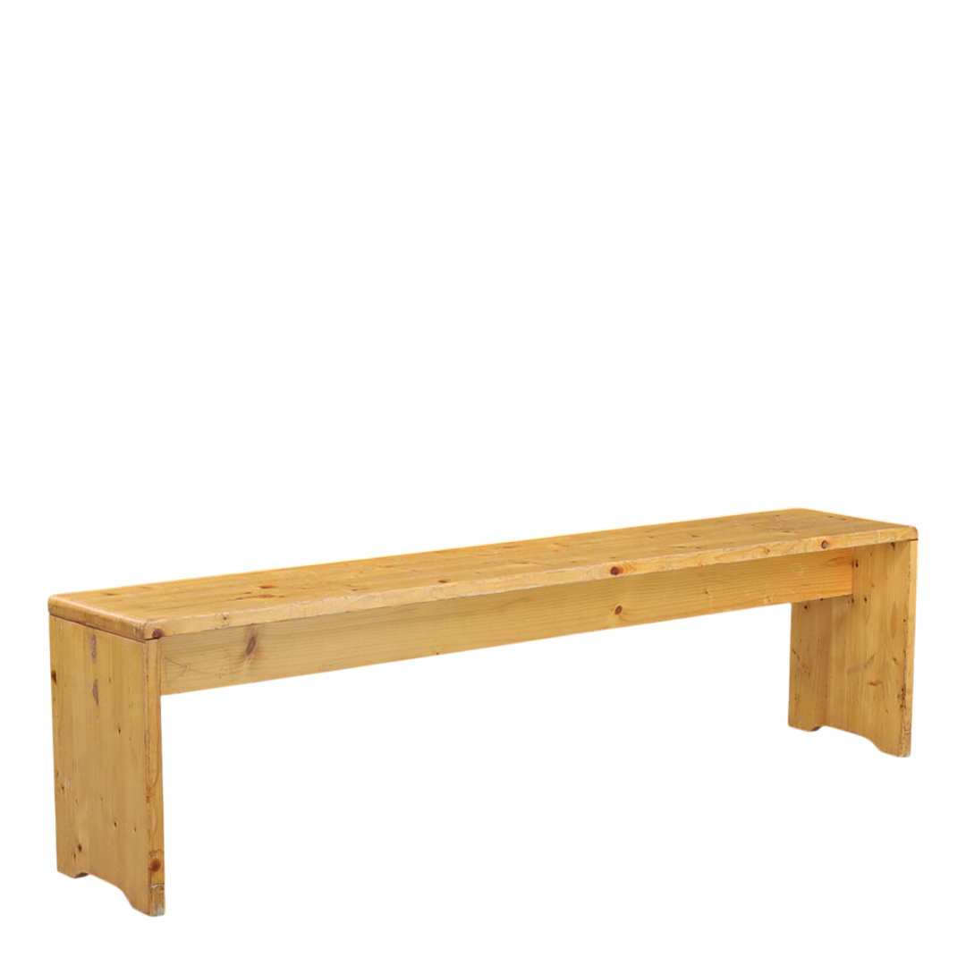Charlotte Perriand style : late 20thc pinewood long bench, France