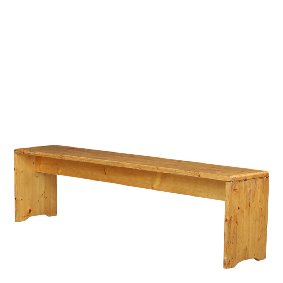 Charlotte Perriand style : late 20thc pinewood long bench, France