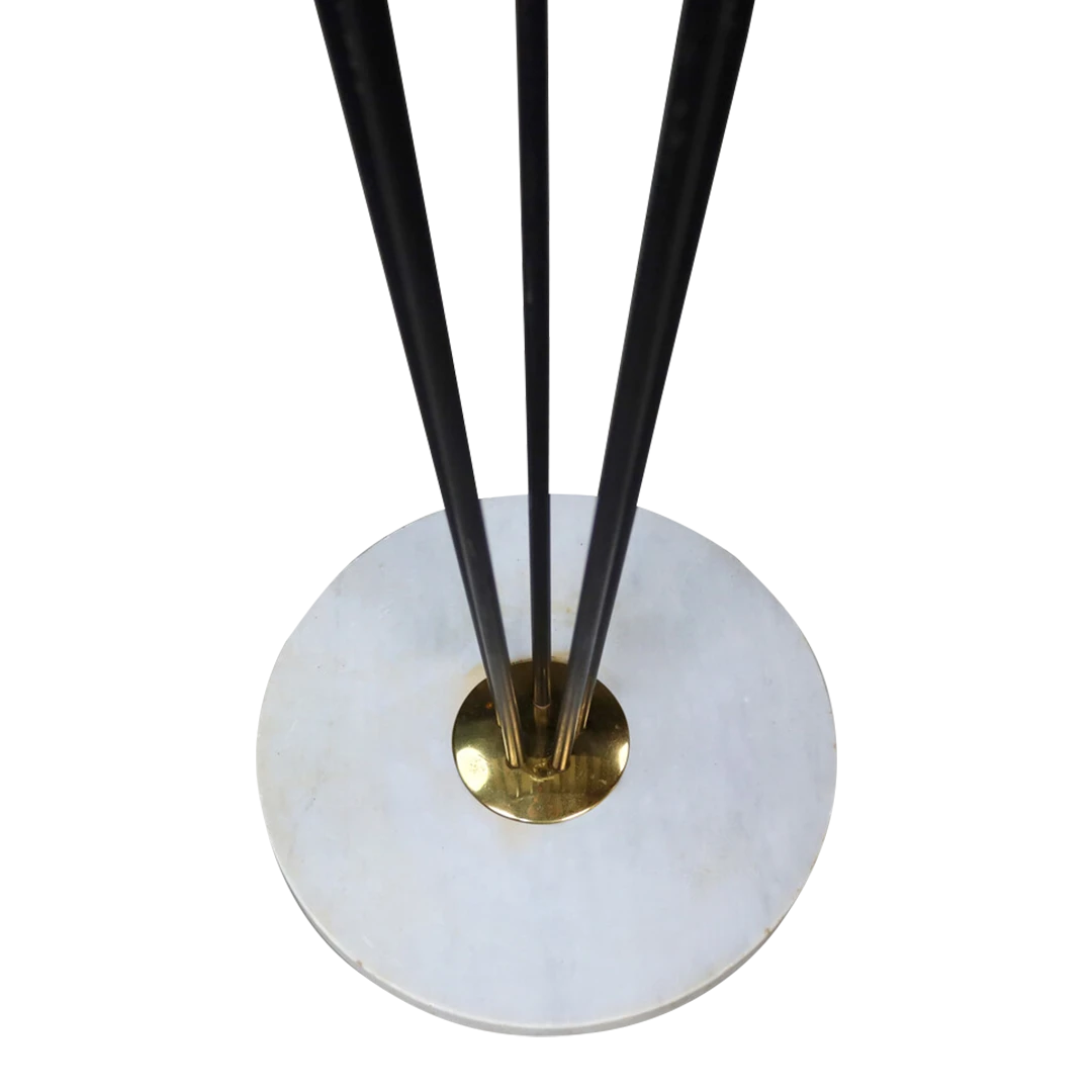 1950s Stilnovo, Italy: brass & opaline glass 65" floor lamp