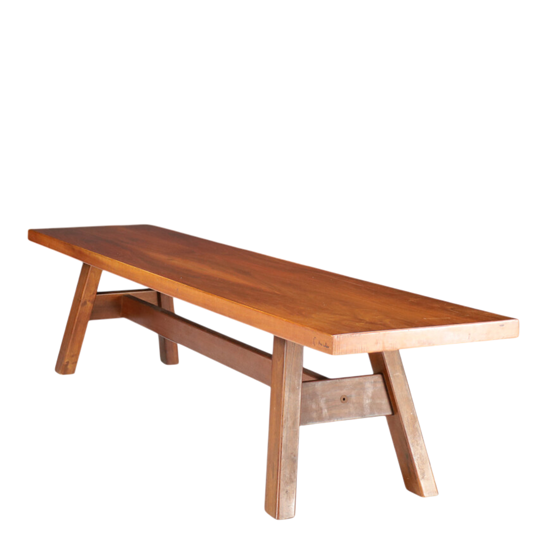 1960s Giovanni Michelucci : solid walnut 73" "Torbecchia" bench for Poltranova