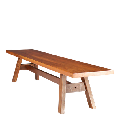 1960s Giovanni Michelucci : solid walnut 73" "Torbecchia" bench for Poltranova