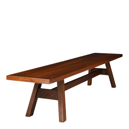 1960s Giovanni Michelucci : solid walnut 73" "Torbecchia" bench for Poltranova