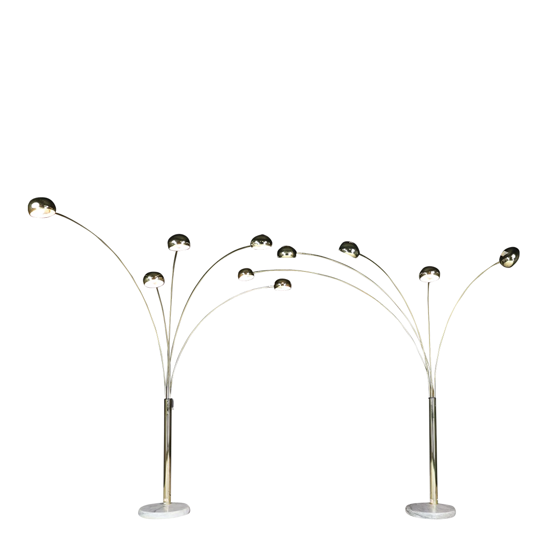 1980s German - arching brass five shade floor lamp