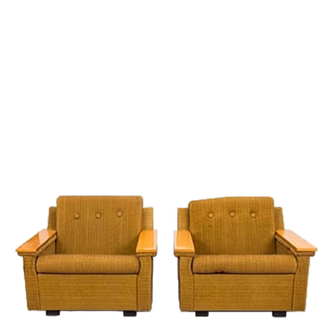 1970s Baltic : pair of modernist upholstered armchairs, Estonia