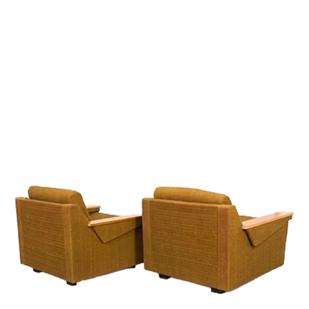1970s Baltic : pair of modernist upholstered armchairs, Estonia
