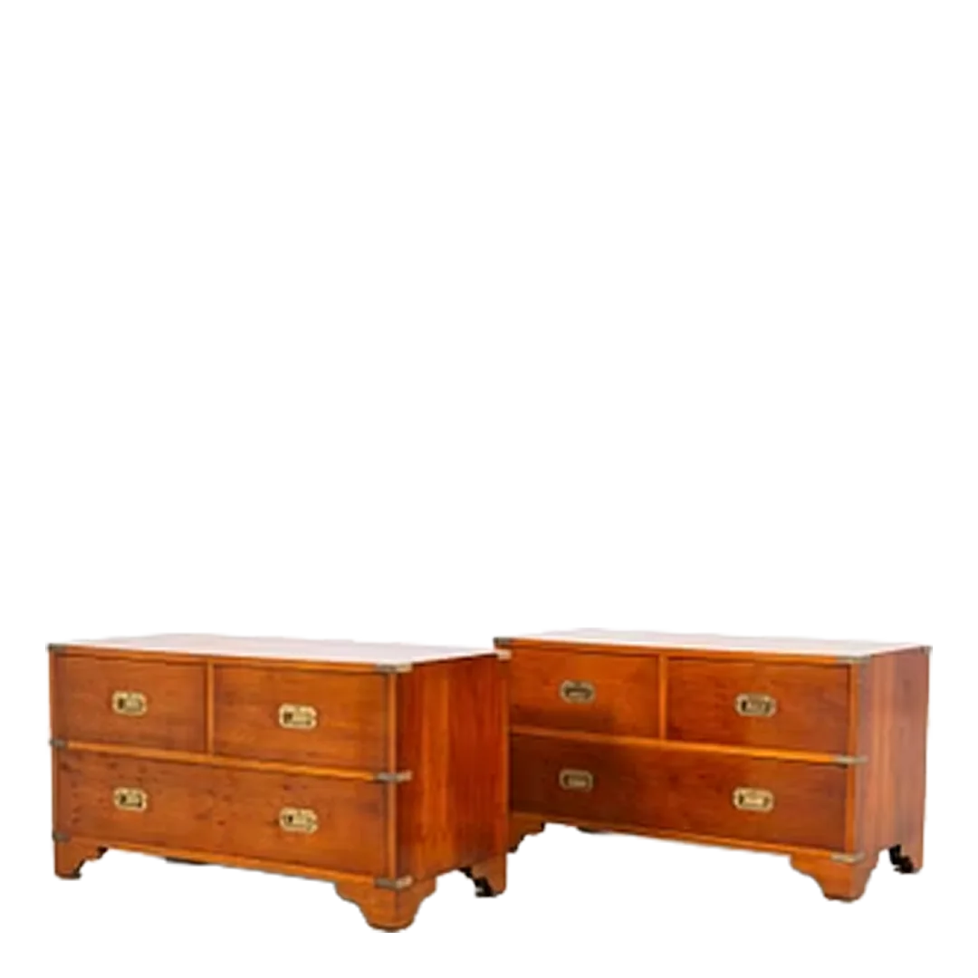 20thc English Style : pair cherrywood & brass campaign chests