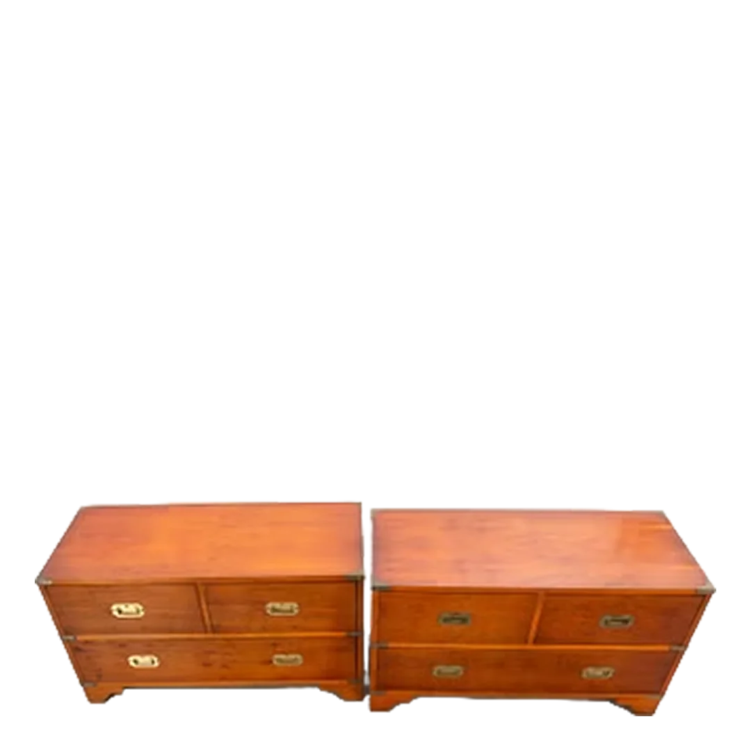 20thc English Style : pair cherrywood & brass campaign chests